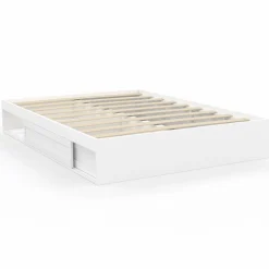 IDMarket Cadre de lit 140x190 cm avec sommier et rangements blanc* Collection Moderne|Chambre Complète Adulte
