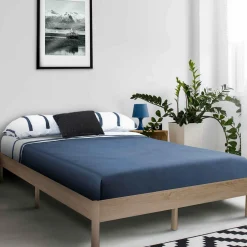 IDMarket Cadre de lit 140x190 cm effet bois naturel* Lits Avec Sommier|Chambre Complète Adulte