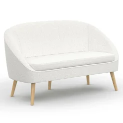 IDMarket Canapé banquette tissu bouclette blanc* Collection Scandinave|Salon Complet