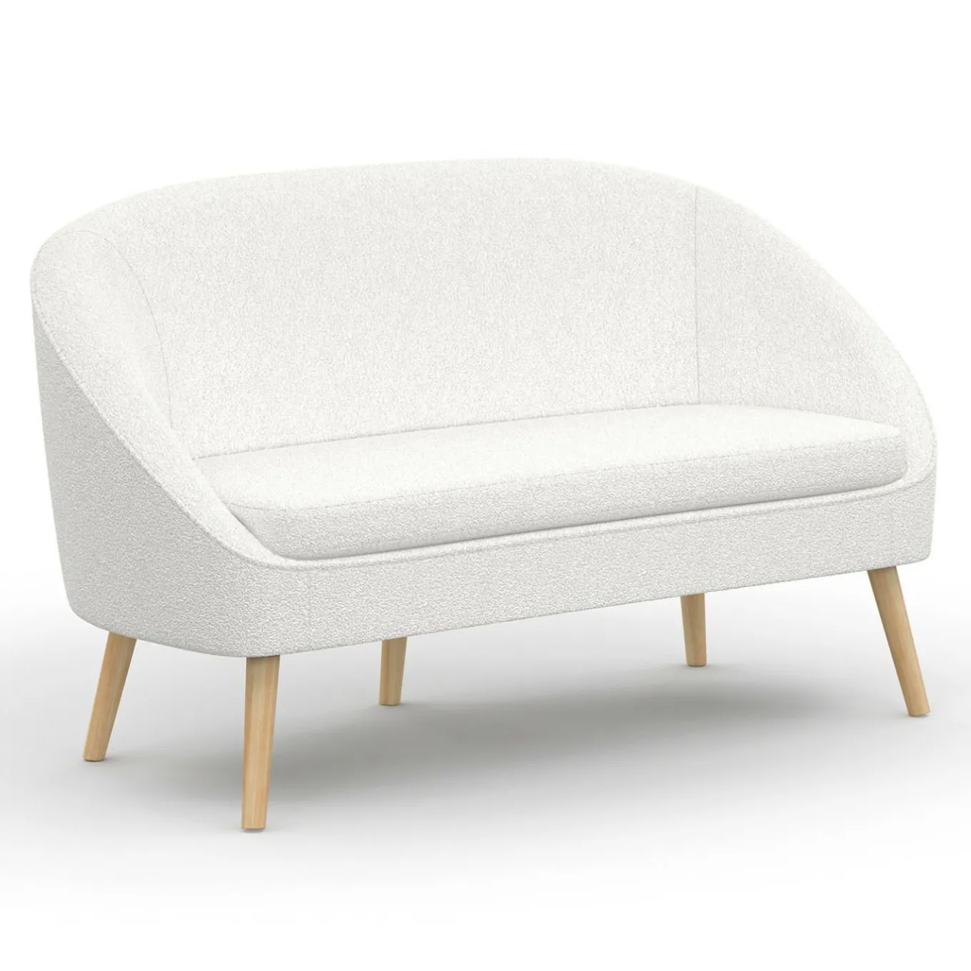 IDMarket Canapé banquette tissu bouclette blanc* Collection Scandinave|Salon Complet