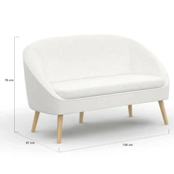 IDMarket Canapé banquette tissu bouclette blanc* Collection Scandinave|Salon Complet