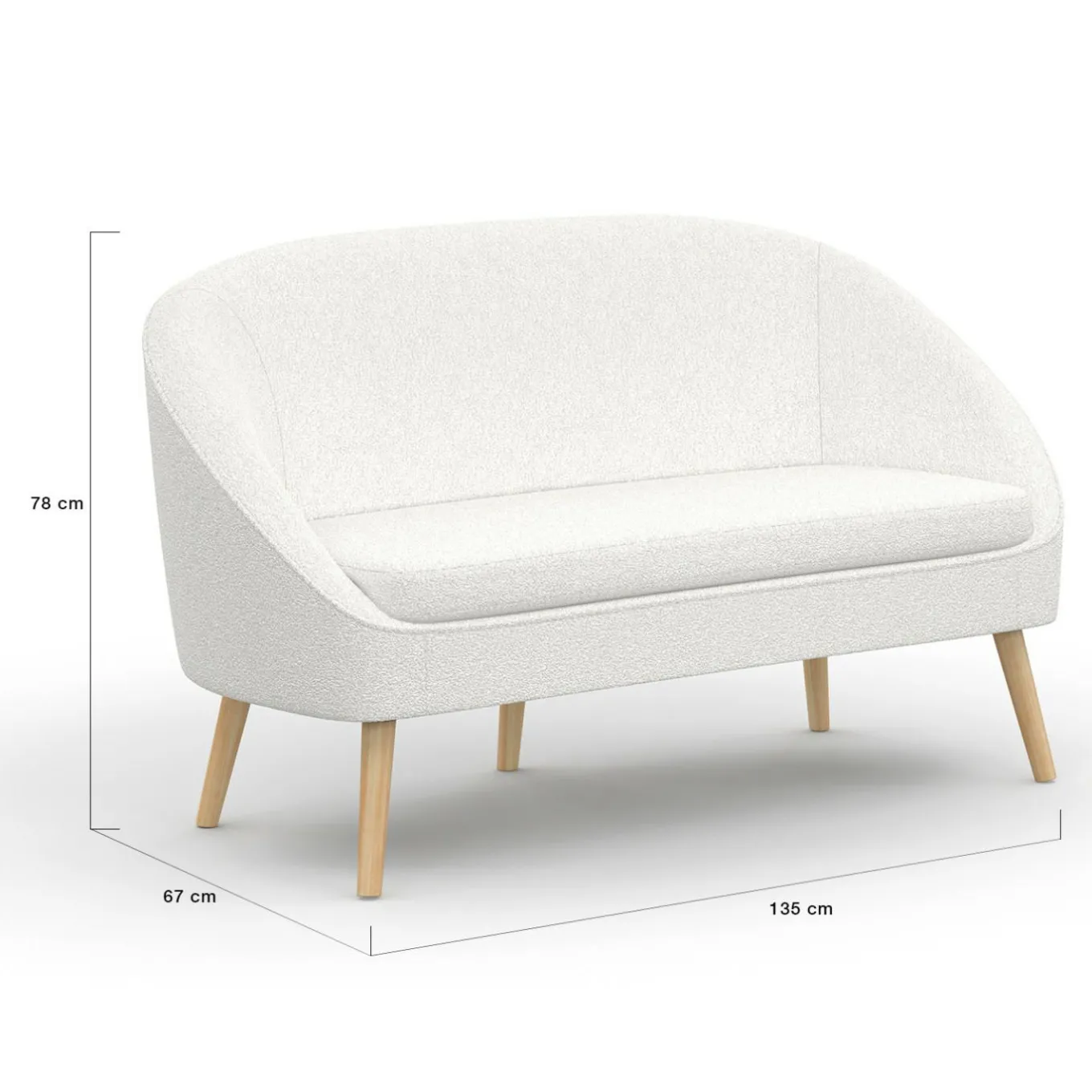IDMarket Canapé banquette tissu bouclette blanc* Collection Scandinave|Salon Complet
