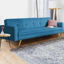 IDMarket Canapé bleu canard scandinave 3 places convertible* Collection Scandinave|Salon Complet