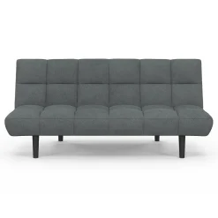 IDMarket Canapé clic clac SALOME capitonné 3 places tissu gris anthracite* Canapés|Salon Complet