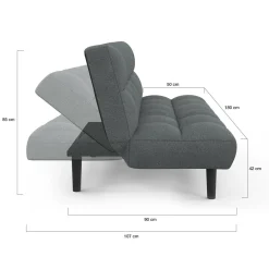 IDMarket Canapé clic clac SALOME capitonné 3 places tissu gris anthracite* Canapés|Salon Complet