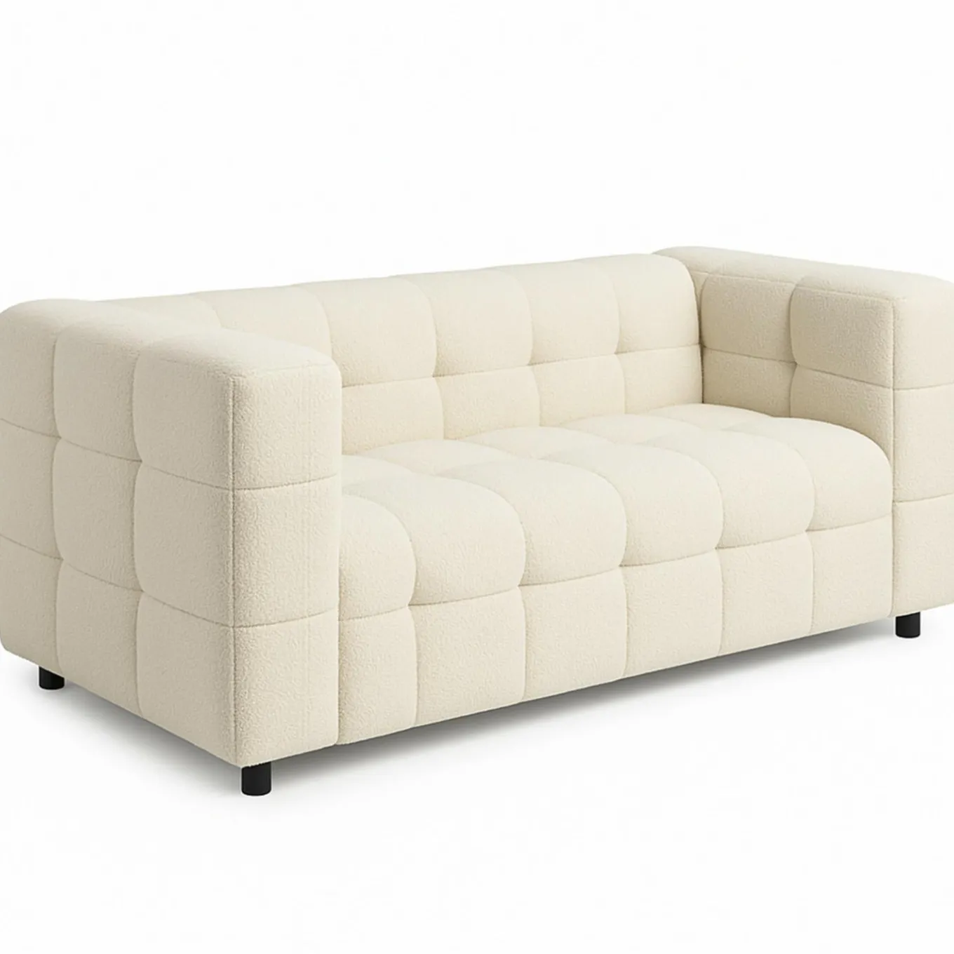 IDMarket Canapé double capitonné en tissu bouclette* Collection Design|Salon Complet