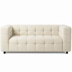 IDMarket Canapé double capitonné en tissu bouclette* Collection Design|Salon Complet