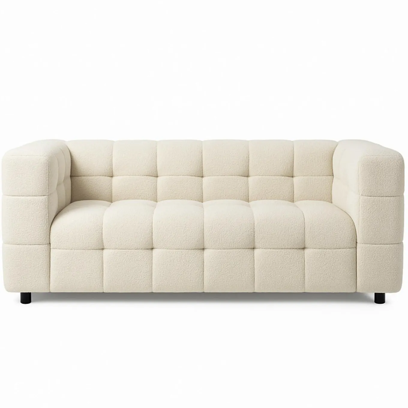 IDMarket Canapé double capitonné en tissu bouclette* Collection Design|Salon Complet