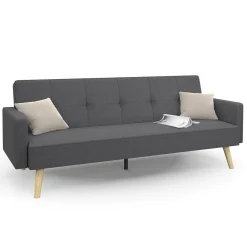 IDMarket Canapé droit convertible 3 places gris* Collection Scandinave|Salon Complet