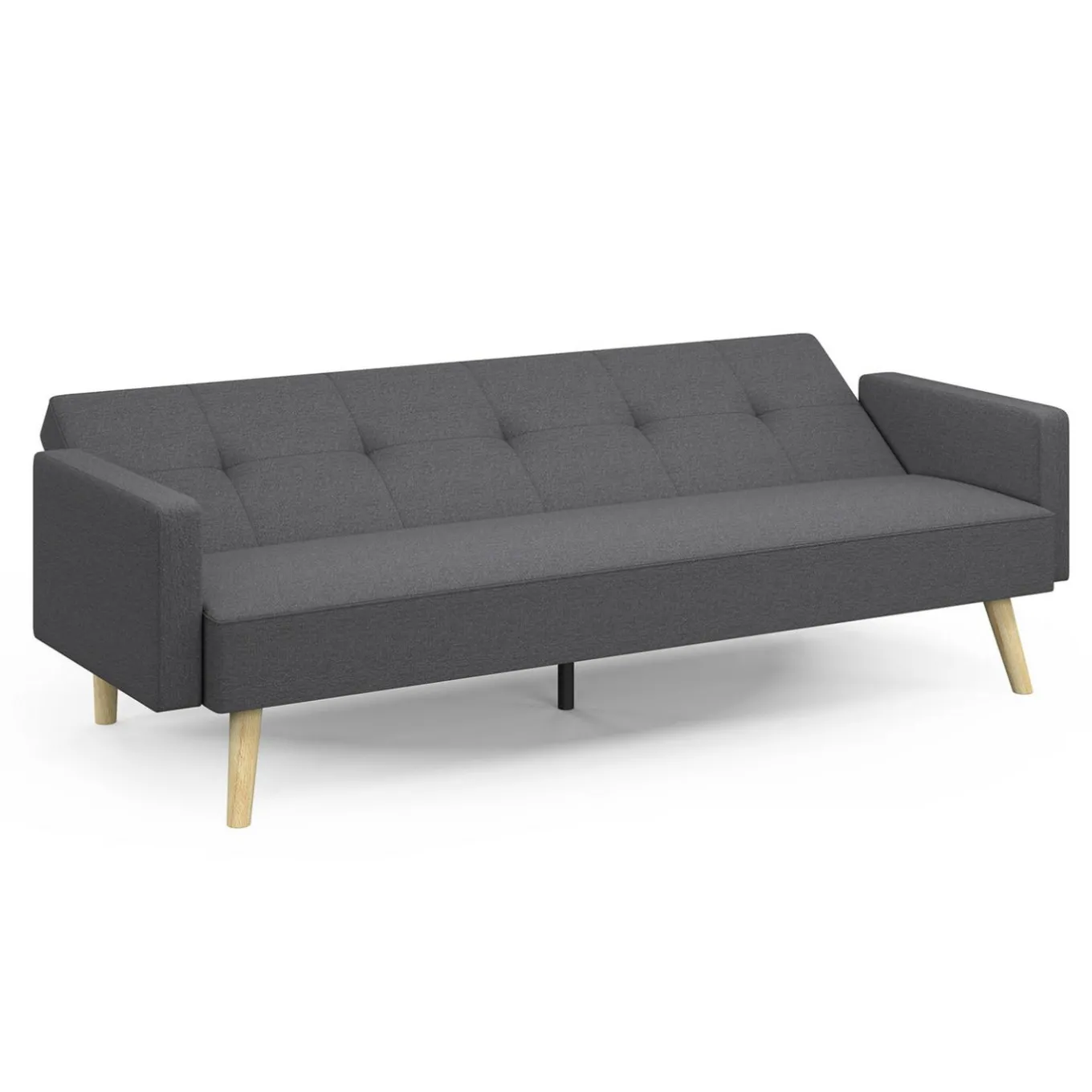 IDMarket Canapé droit convertible 3 places gris* Collection Scandinave|Salon Complet