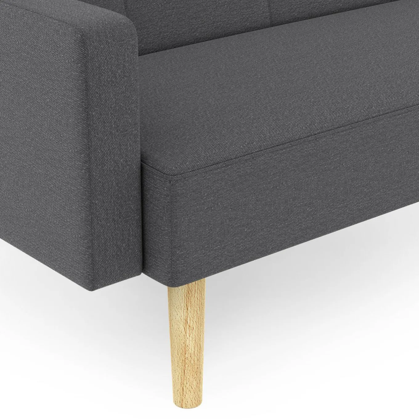 IDMarket Canapé droit convertible 3 places gris* Collection Scandinave|Salon Complet