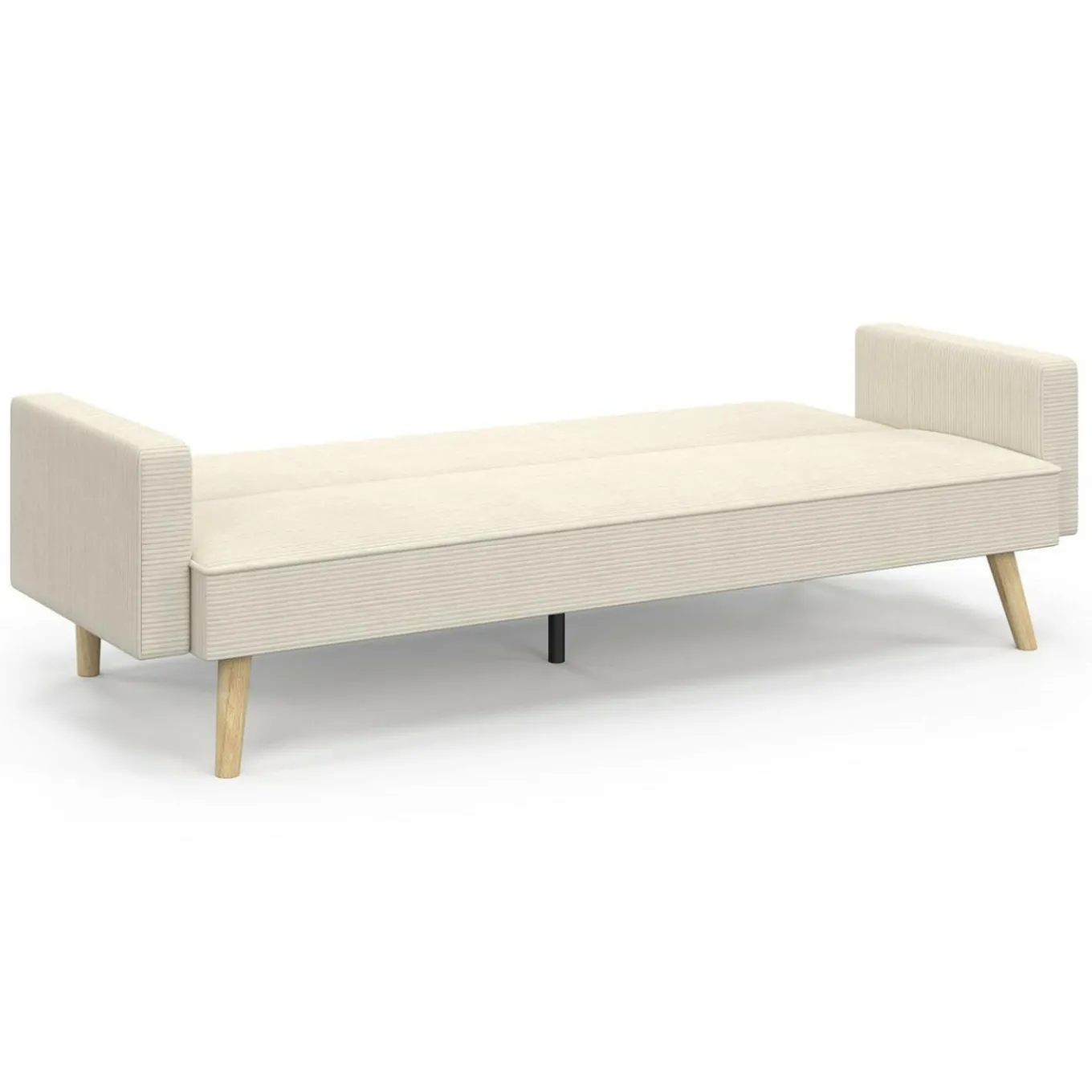 IDMarket Canapé droit scandinave 3 places convertible LARS velours côtelé beige* Collection Scandinave|Canapés