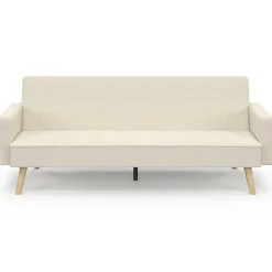 IDMarket Canapé droit scandinave 3 places convertible LARS velours côtelé beige* Collection Scandinave|Canapés