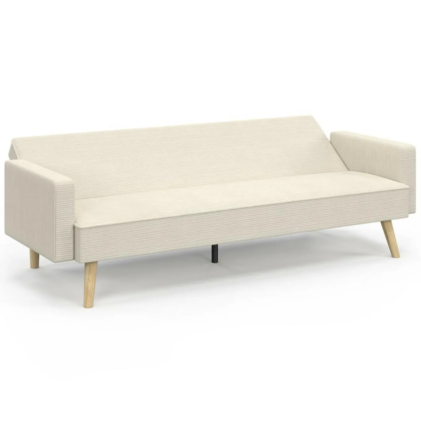 IDMarket Canapé droit scandinave 3 places convertible LARS velours côtelé beige* Collection Scandinave|Canapés