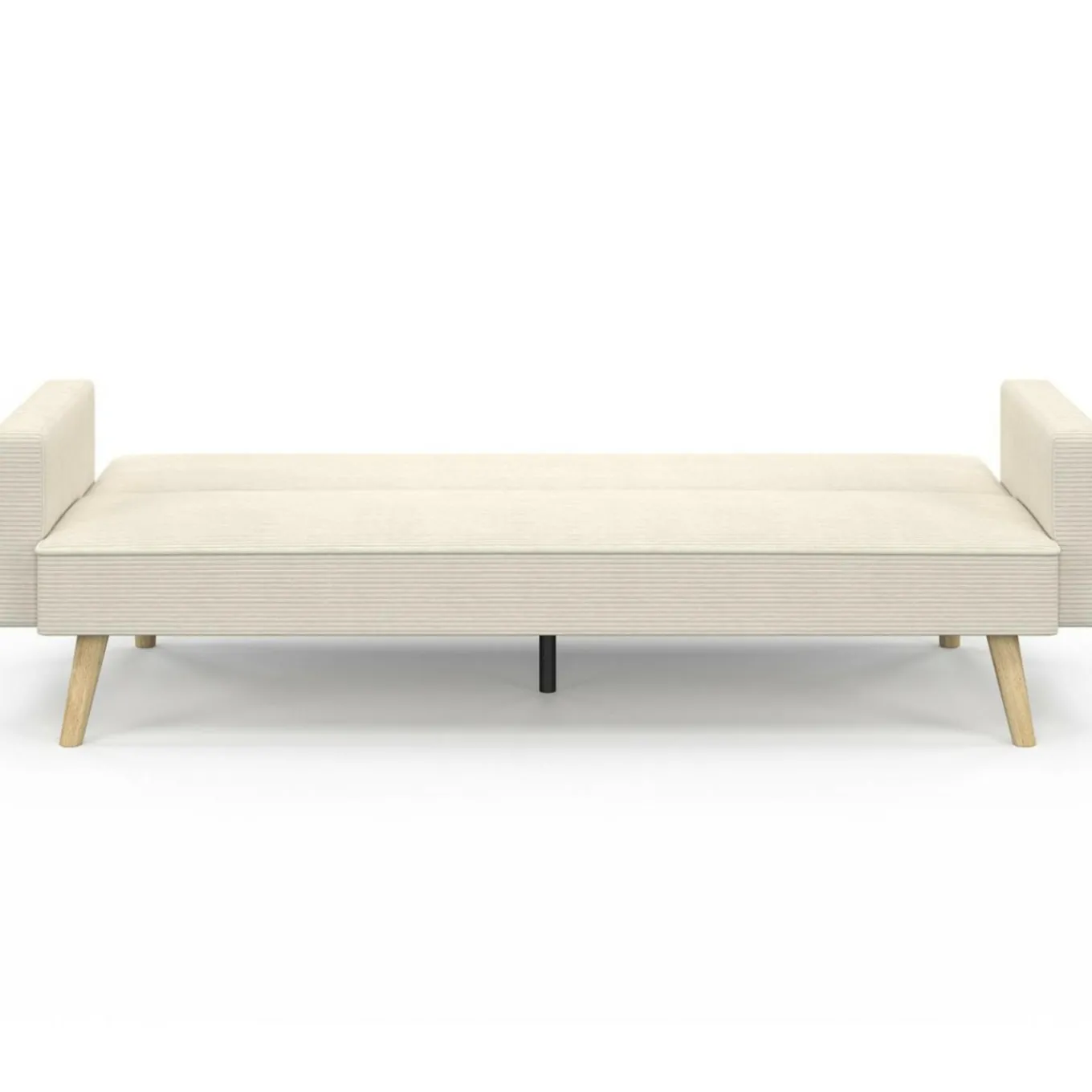 IDMarket Canapé droit scandinave 3 places convertible LARS velours côtelé beige* Collection Scandinave|Canapés
