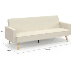 IDMarket Canapé droit scandinave 3 places convertible LARS velours côtelé beige* Collection Scandinave|Canapés