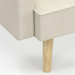 IDMarket Canapé droit scandinave 3 places convertible LARS velours côtelé beige* Collection Scandinave|Canapés