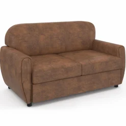 IDMarket Canapé droit vintage marron effet vieilli* Collection Vintage|Salon Complet