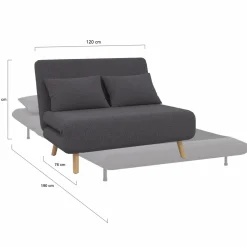 IDMarket Canapé lit convertible 2 places 120x190cm tissu gris anthracite* Canapés