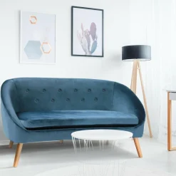 IDMarket Canapé velours bleu* Collection Agencement Magasin|Collection Vintage