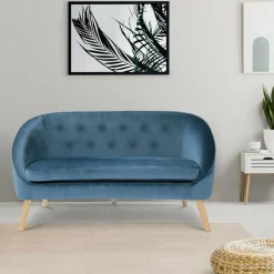 IDMarket Canapé velours bleu* Collection Agencement Magasin|Collection Vintage