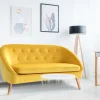 IDMarket Canapé velours jaune rétro chic pieds en bois* Collection Agencement Magasin|Collection Vintage