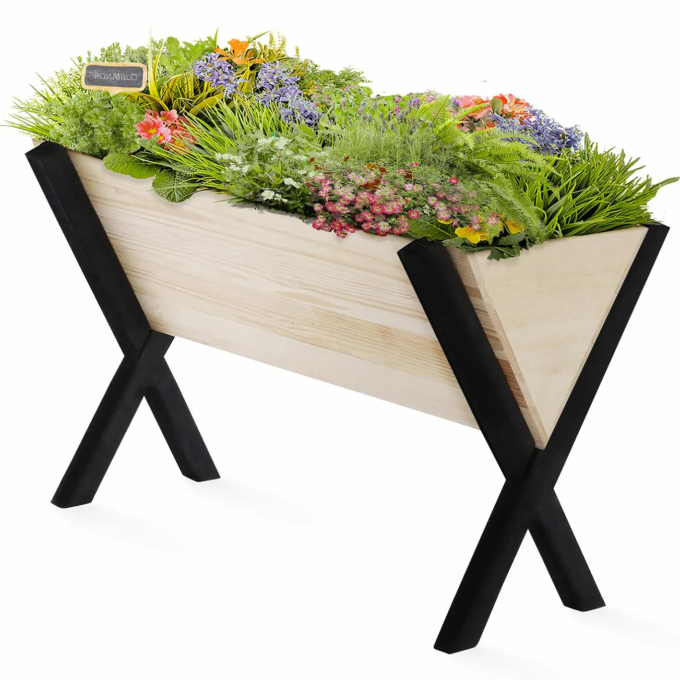 IDMarket Carré potager jardinière sur pieds bois et noir balcon / terrasse* Carrés Potager