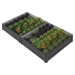 IDMarket Carrés de potager 90 x 90 cm métalliques gris argentés : lot de 2* Carrés Potager
