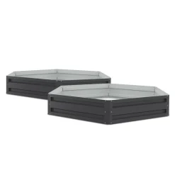 IDMarket Carrés de potager hexagonale 120 cm gris anthracite : lot de 2* Carrés Potager