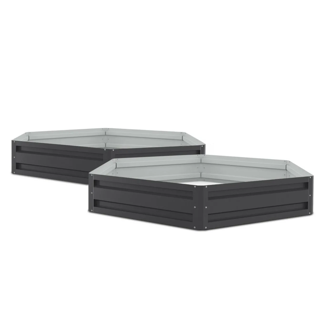 IDMarket Carrés de potager hexagonale 120 cm gris anthracite : lot de 2* Carrés Potager