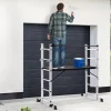 IDMarket Échafaudage aluminium plateforme modulable avec échelle multifonction, sur roues, 165 cm* Entretien Du Jardin Et Accessoires