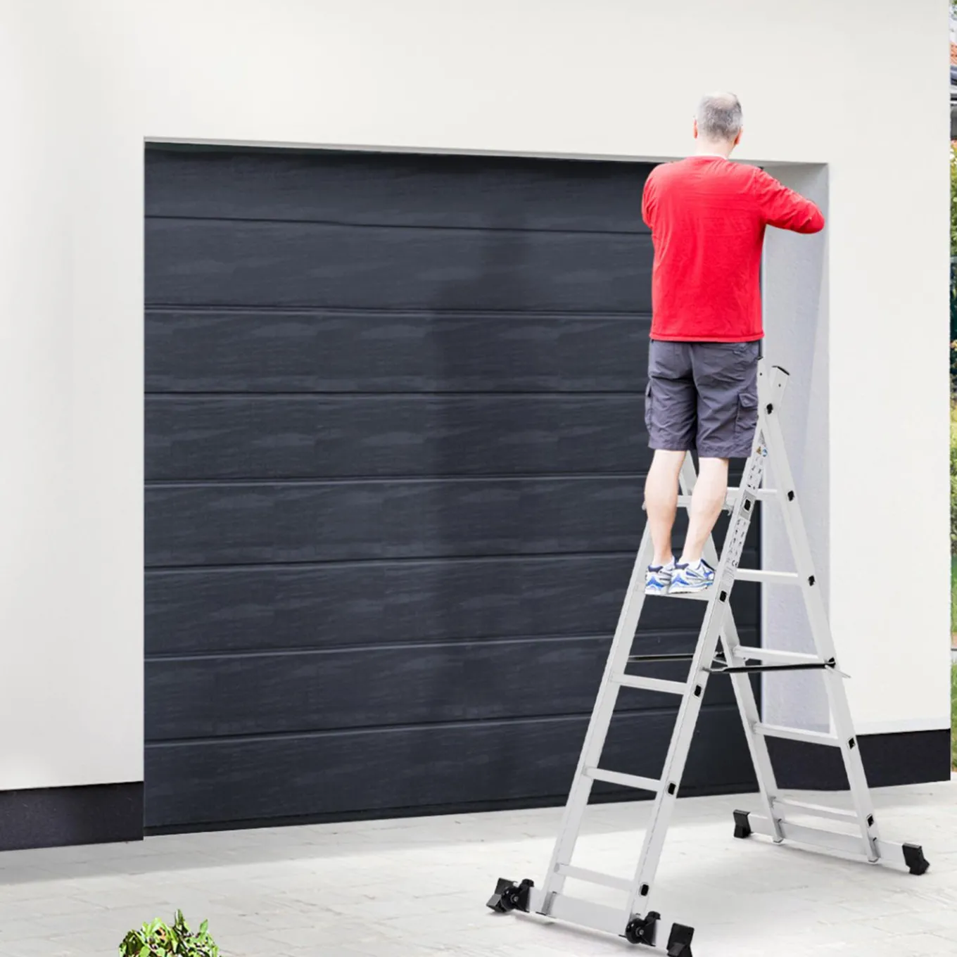 IDMarket Échafaudage aluminium plateforme modulable avec échelle multifonction, sur roues, 165 cm* Entretien Du Jardin Et Accessoires