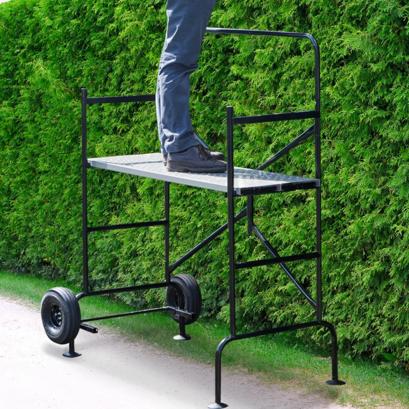 IDMarket Échafaudage roulant et pliable hauteur de travail 2,5m* Entretien Du Jardin Et Accessoires