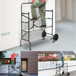 IDMarket Échafaudage roulant et pliable hauteur de travail 2,5m* Entretien Du Jardin Et Accessoires