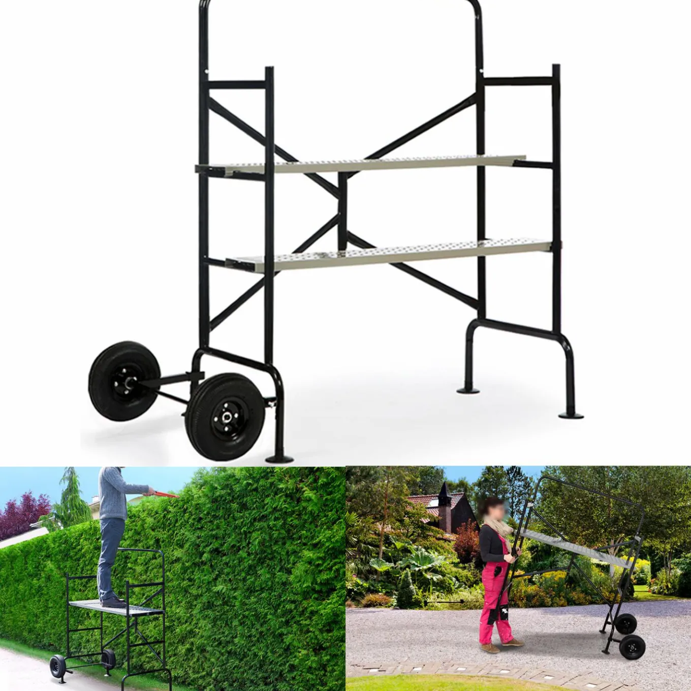 IDMarket Échafaudage roulant et pliable hauteur de travail 2,5m* Entretien Du Jardin Et Accessoires