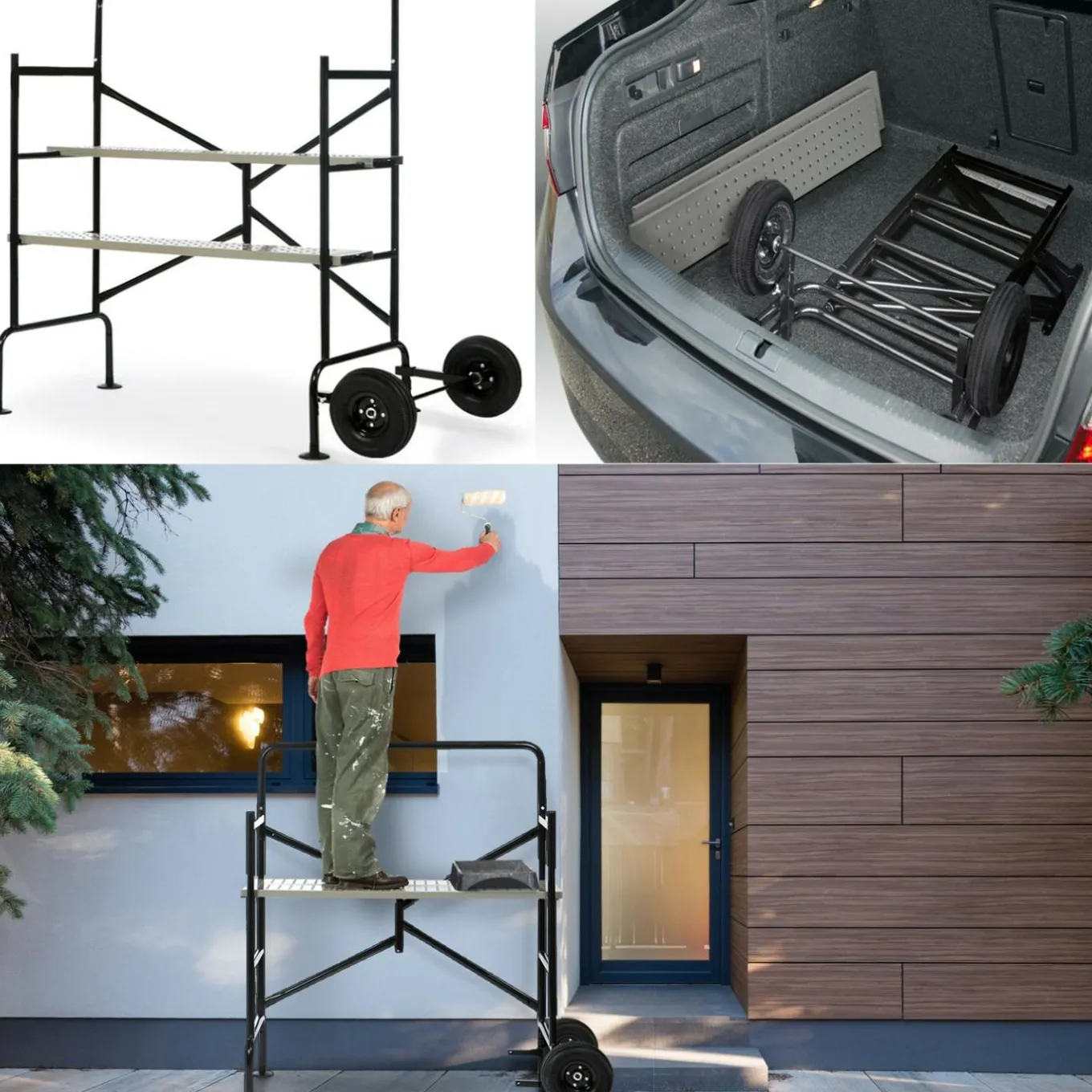 IDMarket Échafaudage roulant et pliable hauteur de travail 2,5m* Entretien Du Jardin Et Accessoires