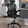 IDMarket Chaise de bureau ergonomique noire avec roulettes* Chaises De Bureau Et Accessoires