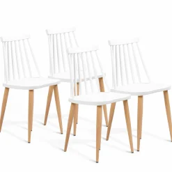 IDMarket Chaises à barreaux blanches style scandinave* Collection Scandinave|Salle À Manger Complète