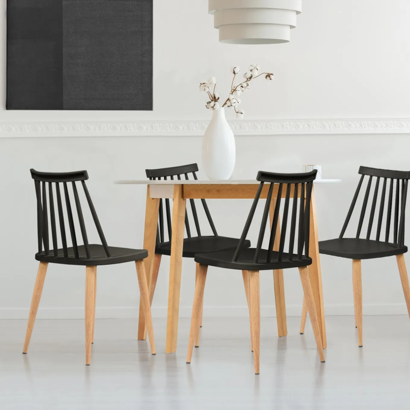 IDMarket Chaises à barreaux noires style scandinave* Collection Scandinave|Tables Et Chaises
