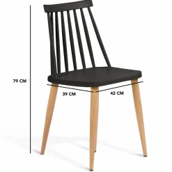 IDMarket Chaises à barreaux noires style scandinave* Collection Scandinave|Tables Et Chaises