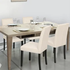 IDMarket Chaises capitonnées en velours beige pieds noirs : lot de 4* Collection Contemporaine|Chaises