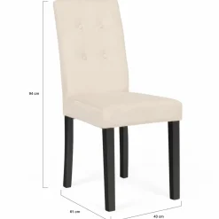 IDMarket Chaises capitonnées en velours beige pieds noirs : lot de 4* Collection Contemporaine|Chaises