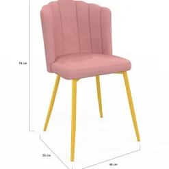 IDMarket Chaises coquillage rose en velours et pieds dorés* Collection Moderne|Collection Agencement Magasin