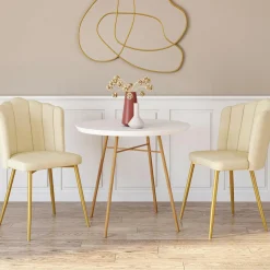 IDMarket Chaises coquillages beiges en velours et pieds dorés* Collection Agencement Magasin|Collection Vintage