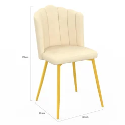 IDMarket Chaises coquillages beiges en velours et pieds dorés* Collection Agencement Magasin|Collection Vintage
