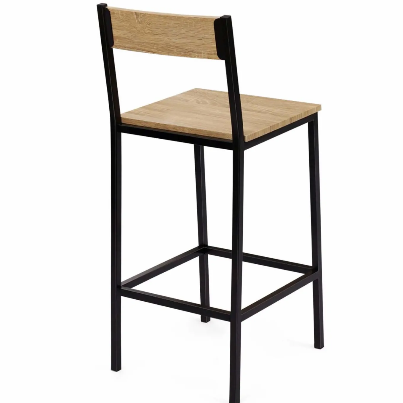 IDMarket Chaises de bar industrielles métal et bois avec dossier x4* Collection Industrielle|Tabourets De Bar