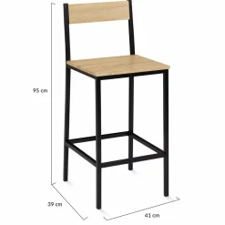 IDMarket Chaises de bar industrielles métal et bois avec dossier x4* Collection Industrielle|Tabourets De Bar