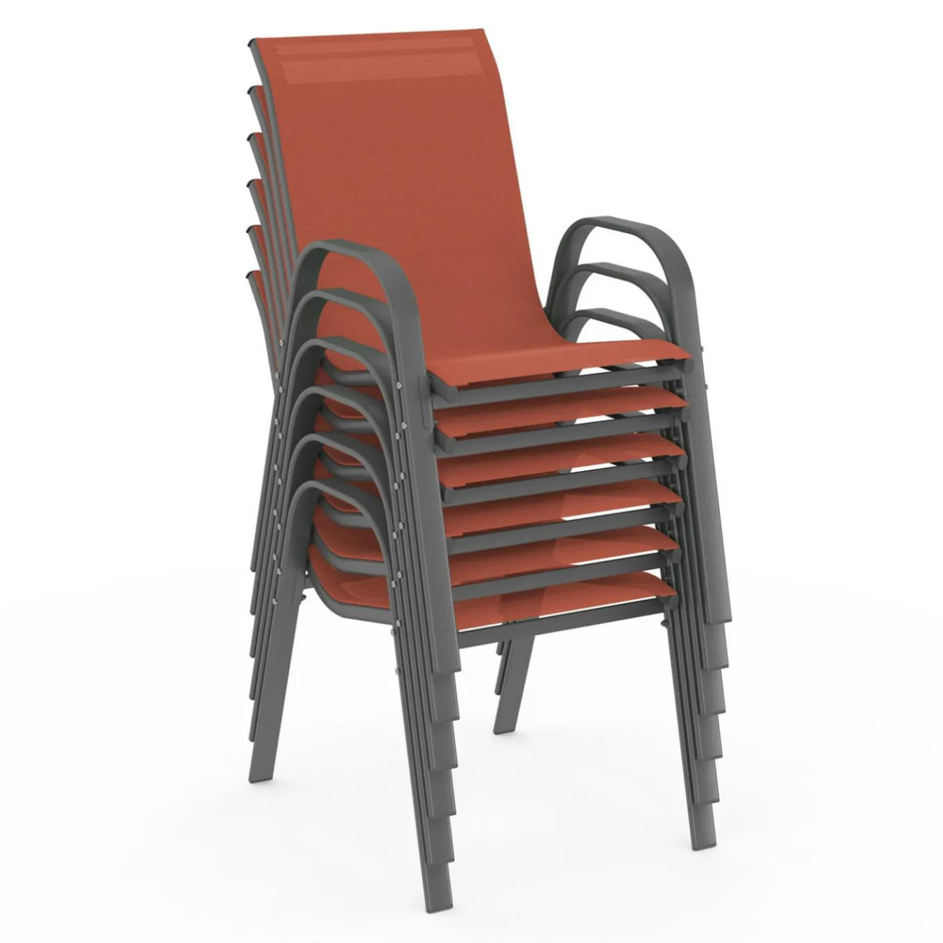 IDMarket Chaises de jardin empilables terracotta - lot de 6* Salons De Jardin