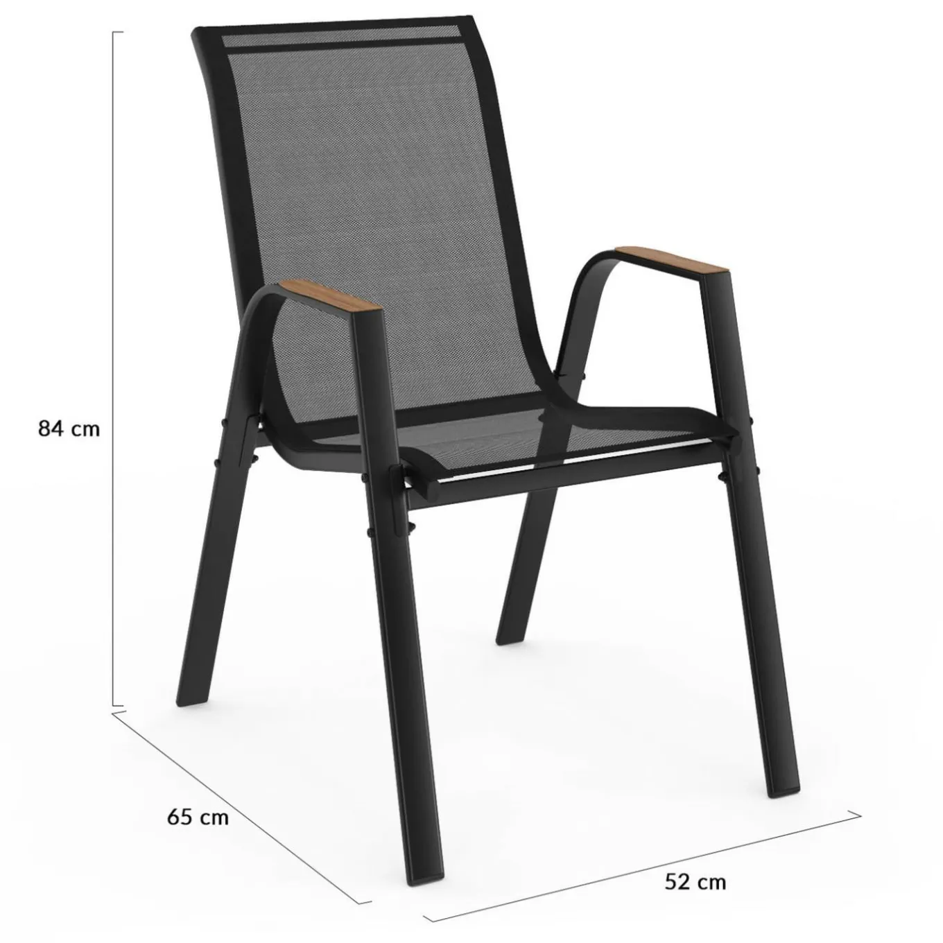IDMarket Chaises de jardin empilables noir et bois métal et textilène* Salons De Jardin