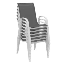 IDMarket Chaises de jardin empilables blanc et gris - lot de 6* Salons De Jardin